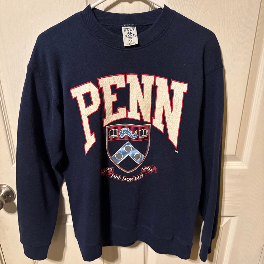 Vintage 90s Galt Sand UPenn University of Pennsylvania Sweatshirt Navy XL/L